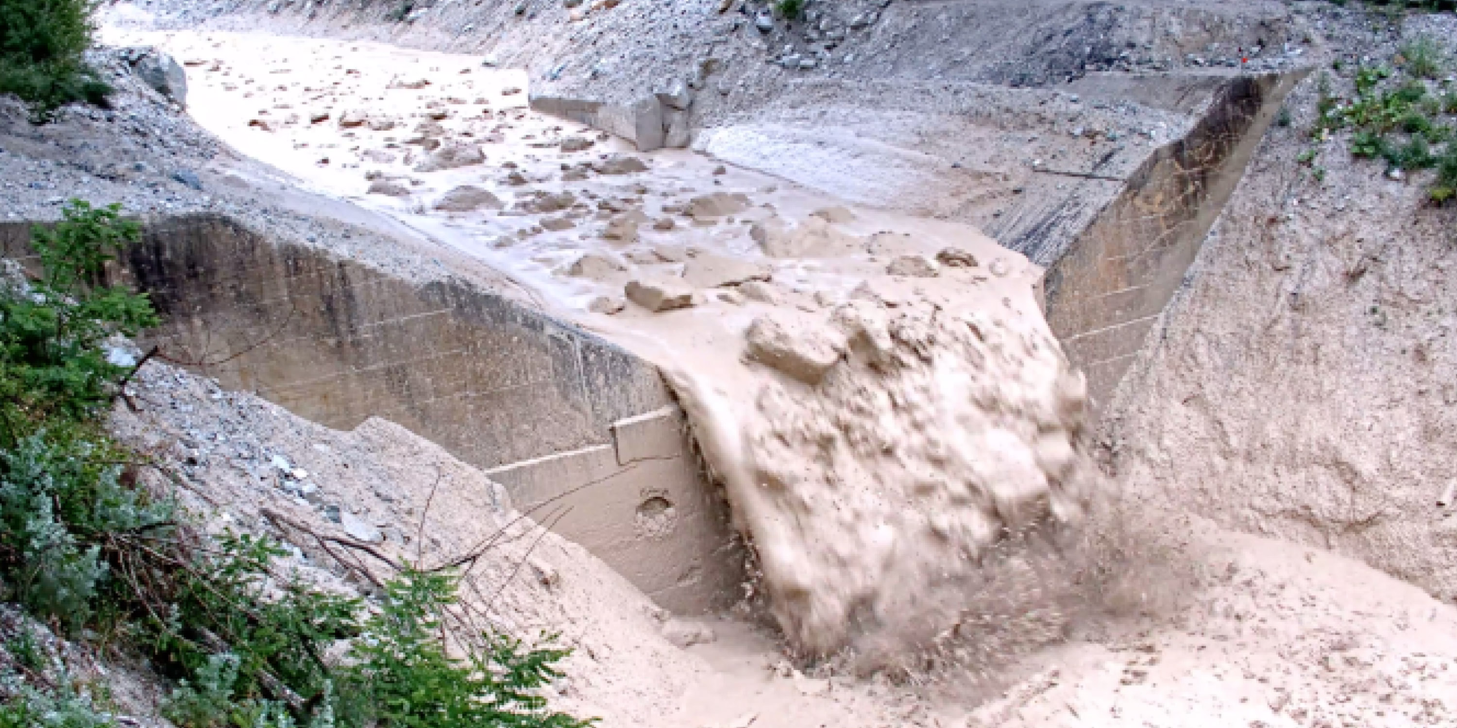 debris flow at the lower section of Illgraben