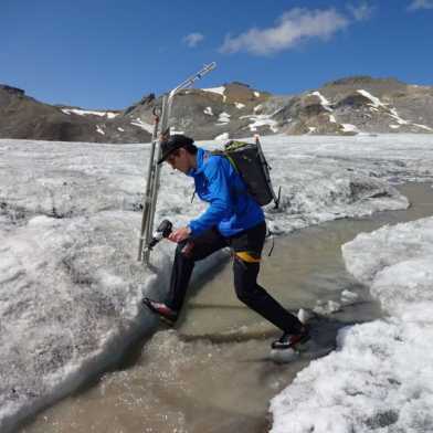 Man on a glacier