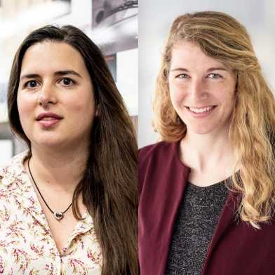 Two portraits of female scientists