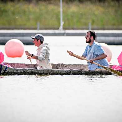 Maiden voyage with the concrete canoe