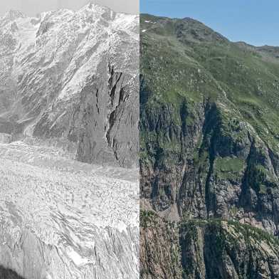 Two views of a glacier
