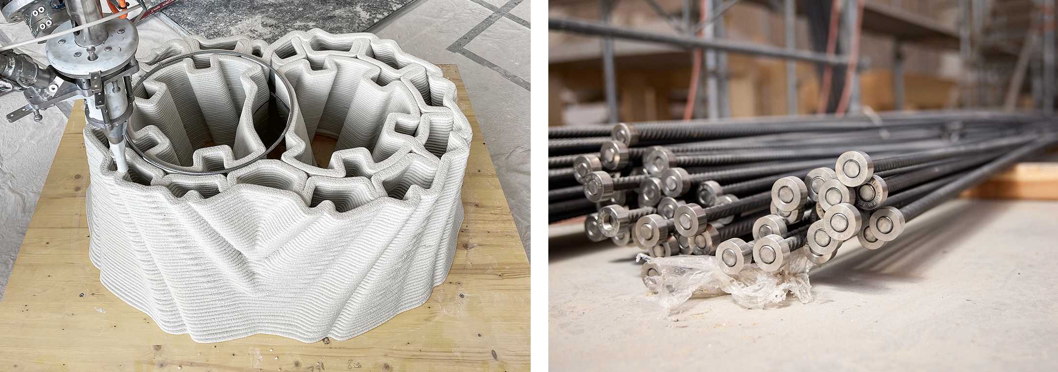 Enlarged view: Collage of printing process and steel rods