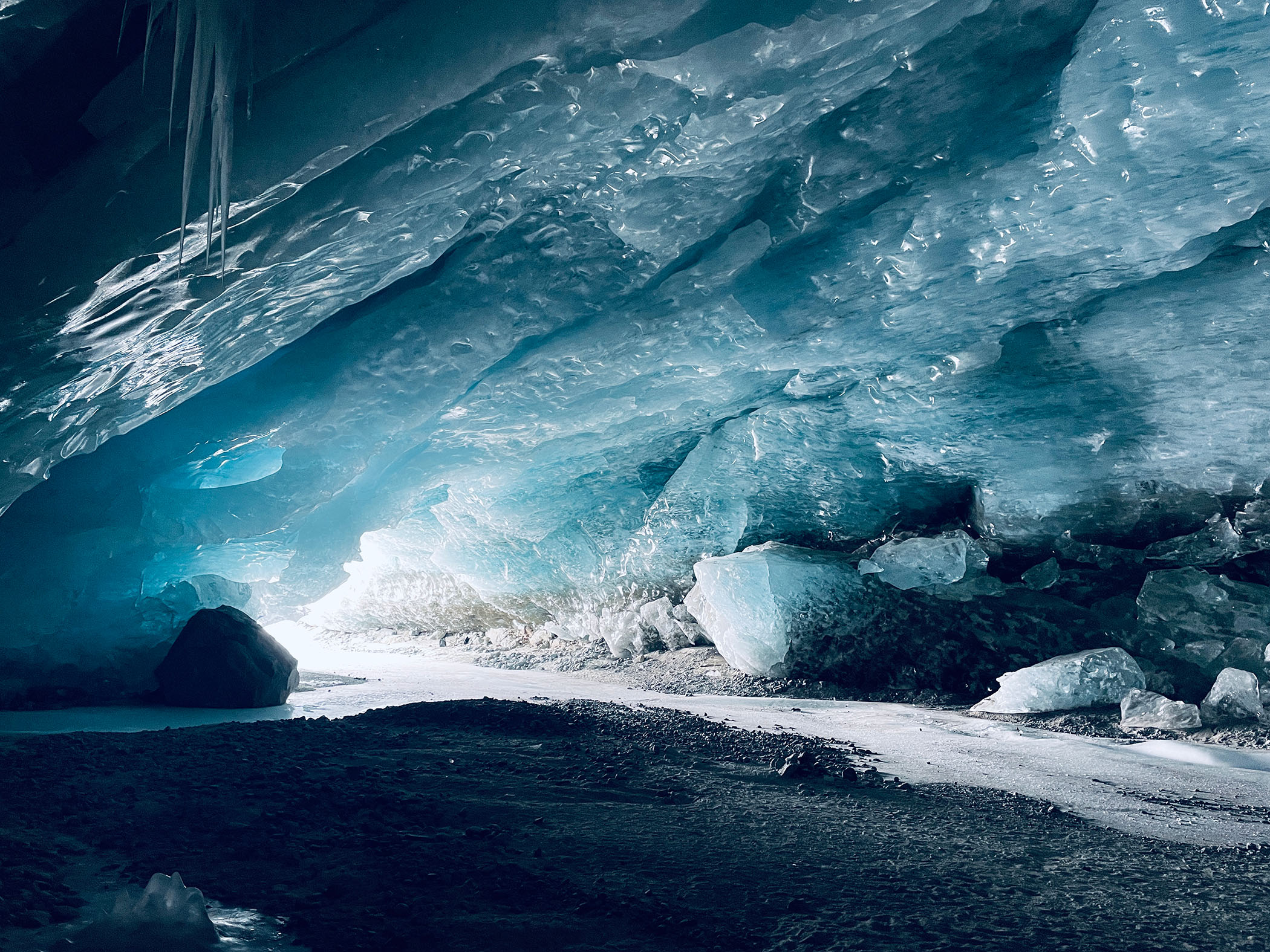 The Morteratsch glacier-the photo was taken in an ice cave