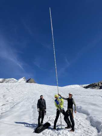 Vergrösserte Ansicht: Drei Männer auf dem Findelgletscher