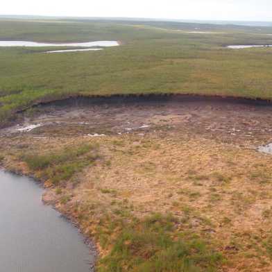 Taurutschung, Mackenzie River Delta, Kanada.