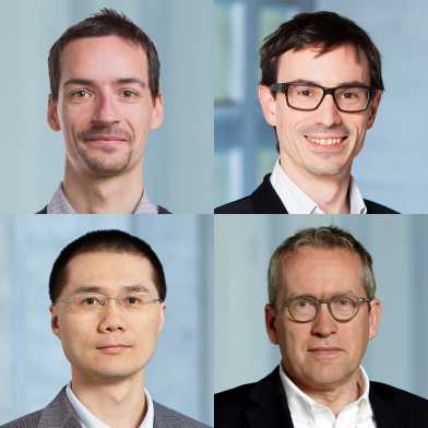 Porträts von vier Professoren:Portraits of your professors: Daniel Farinotti, Guillaume Habert, Jing Wang, Kay Axhausen