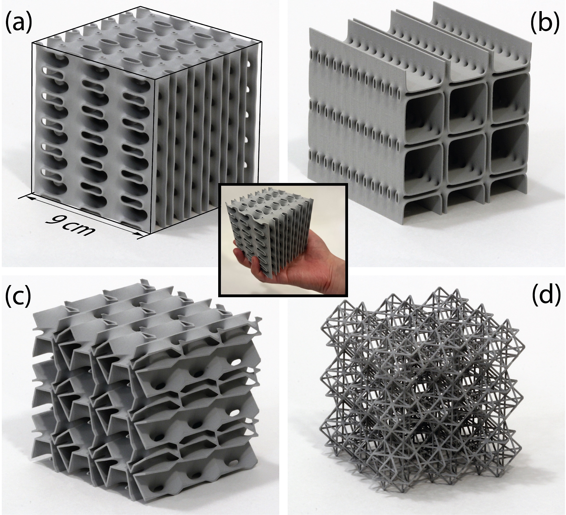 Die 3d-gedruckten Materialien haben je nach Struktur andere Eigenschaften wie Gewicht, Akustik oder Wärmeleitfähigkeit.