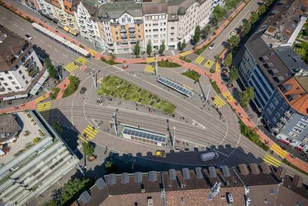 Top view of Albisriederplatz in Zurich