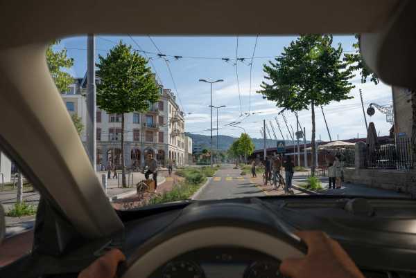 Visualisation of Baslerstrasse in Zurich (motorist perspective)