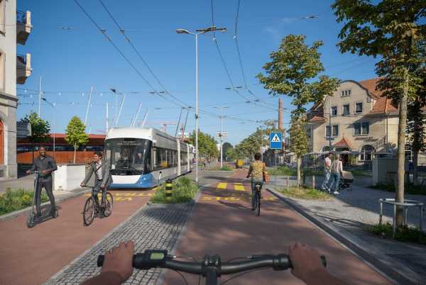 Visualisation of Baslerstrasse in Zurich (cyclist perspective)