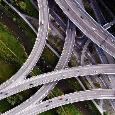 Draufsicht auf die Brunau-Autobahn