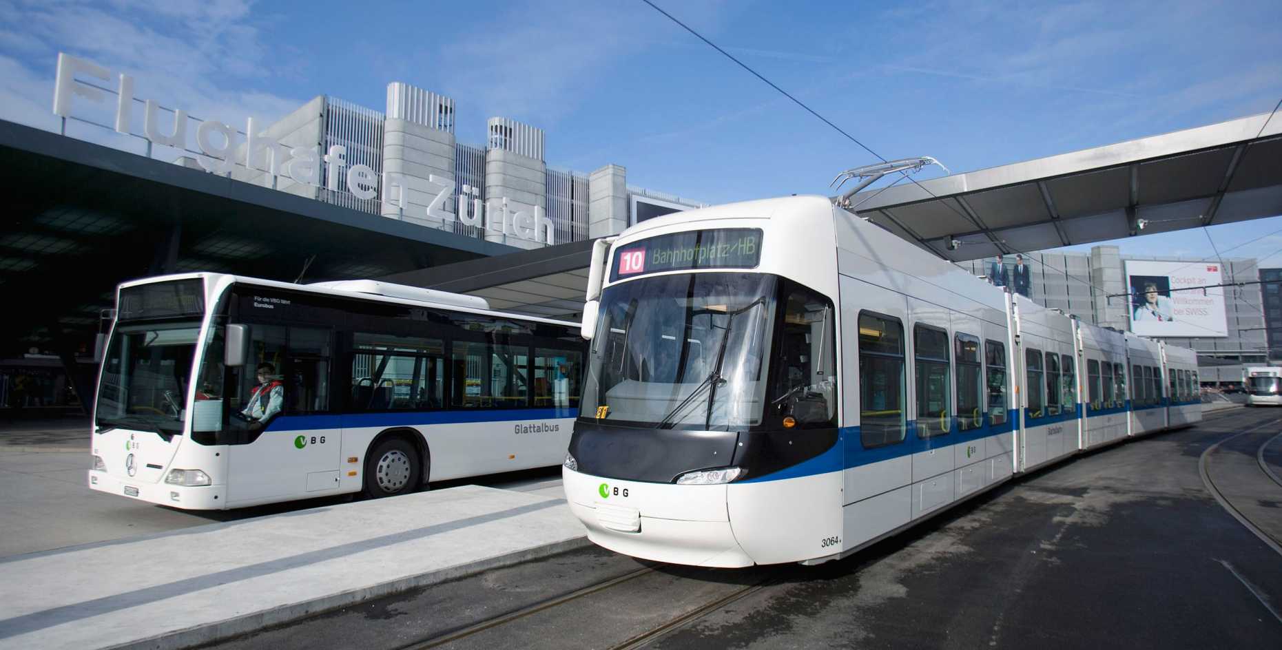 Kombinierte Mobilität am Flughafen Zürich (© Flughafen Zürich AG)